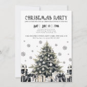 白黒エレガントクリスマスパーティの招待状 招待状 (正面)