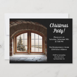 白黒エレガントクリスマスパーティの招待状 招待状