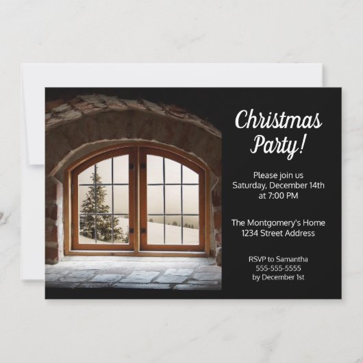 白黒エレガントクリスマスパーティの招待状 招待状 (正面)