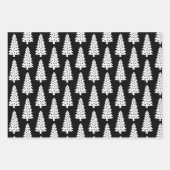 白黒エレガントクリスマスホリデーツリーパターン ラッピングペーパーシート (正面3)