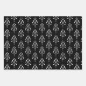 白黒エレガントクリスマスホリデーツリーパターン ラッピングペーパーシート (正面)