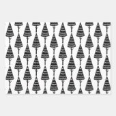 白黒エレガントクリスマスホリデーツリー ラッピングペーパーシート (正面3)