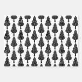 白黒エレガントクリスマスホリデーツリー ラッピングペーパーシート (正面2)