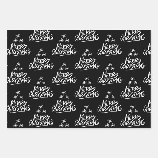 白黒エレガントクリスマス引用文プレゼント ラッピングペーパーシート (正面2)