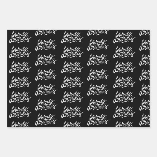 白黒エレガントクリスマス引用文プレゼント ラッピングペーパーシート (正面3)