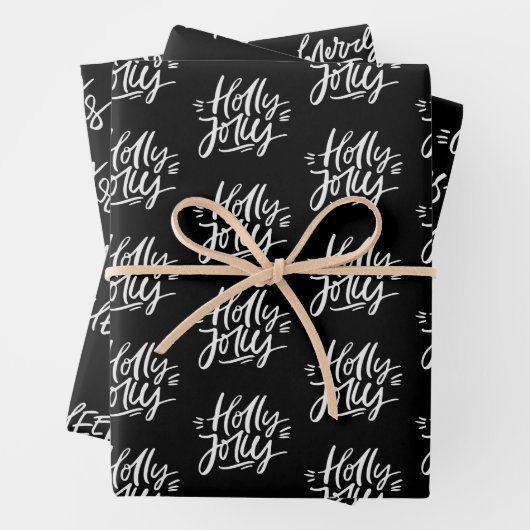 白黒エレガントクリスマス引用文プレゼント ラッピングペーパーシート (インサイチュ)