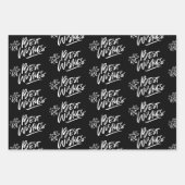 白黒エレガントクリスマス引用文プレゼント ラッピングペーパーシート (正面2)