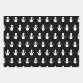 白黒エレガントクリスマス雪だるまパターンギフト ラッピングペーパーシート (正面3)