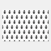 白黒エレガントクリスマス雪だるまパターンギフト ラッピングペーパーシート (正面2)