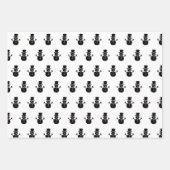 白黒エレガントクリスマス雪だるまパターンギフト ラッピングペーパーシート (正面)