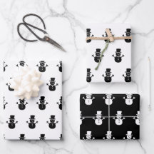 白黒エレガントクリスマス雪だるまパターンギフト