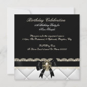 白黒エレガントクリームパールレース誕生日2 招待状 (裏面)