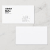 白黒エレガントクリーンデザインプレーンモダン 名刺 (正面/裏面)