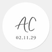 白黒エレガントクリーン結婚ズ ラウンドシール (正面)