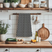 白黒エレガントクローバーパターン キッチンタオル