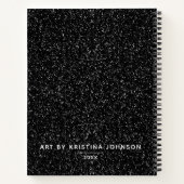 白黒エレガントグリッターアーティストスケッチブック ノートブック (裏面)