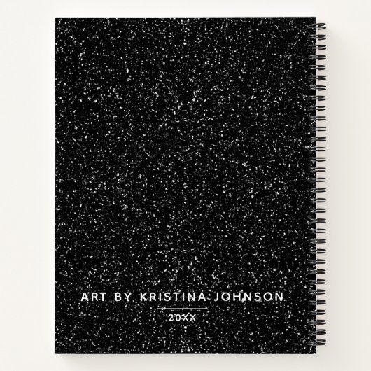 白黒エレガントグリッターアーティストスケッチブック ノートブック (裏面)