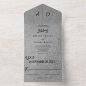 白黒エレガントグレーすべて1つの結婚式の招待 オールインワン招待状 (内側)