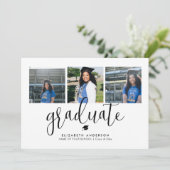 白黒エレガントコラージュ卒業 招待状 (スタンド正面)