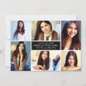 白黒エレガントコラージュ卒業 招待状 (正面)