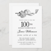 白黒エレガントゴルフ100thバースデーパーティー 招待状 (正面/裏面)