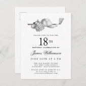 白黒エレガントゴルフ18thバースデーパーティー インビテーションポストカード (正面/裏面)