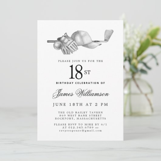 白黒エレガントゴルフ18thバースデーパーティー 招待状 (スタンド正面)