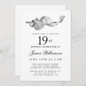 白黒エレガントゴルフ19thバースデーパーティー 招待状 (正面/裏面)