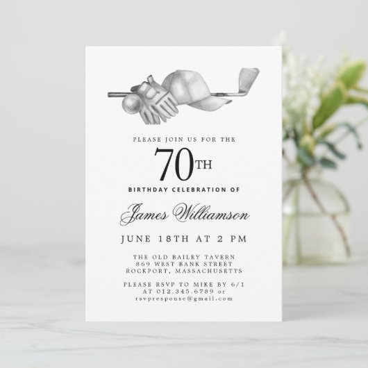 白黒エレガントゴルフ70thバースデーパーティー 招待状 (スタンド正面)