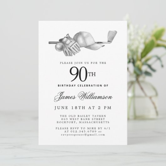 白黒エレガントゴルフ90thバースデーパーティー 招待状 (スタンド正面)