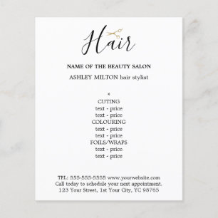 白黒エレガントゴールデンはさみヘアメニュー チラシ