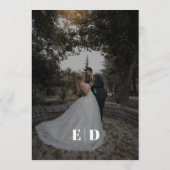 白黒エレガントサイドウェーブフォト結婚ズ メニュー (裏面)