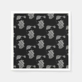 白黒エレガントサンタクロースタイポグラフィ スタンダードカクテルナプキン