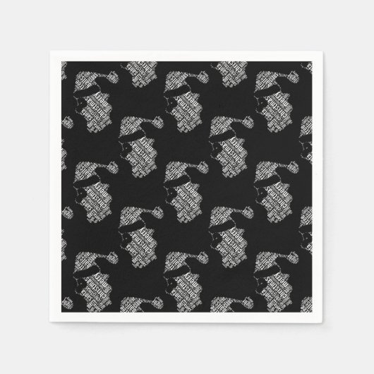 白黒エレガントサンタクロースタイポグラフィ スタンダードカクテルナプキン (正面)
