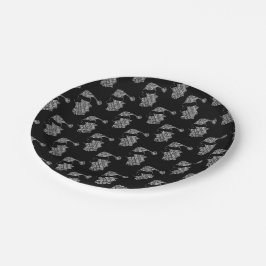 白黒エレガントサンタクロースタイポグラフィ ペーパープレート