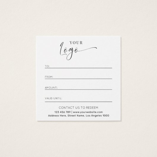 白黒エレガントシックなロゴの髪のサロンギフトカード (裏面)