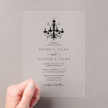 白黒エレガントシャンデリアモノグラム結婚ズ