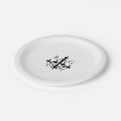 白黒エレガントシャンデリアモノグラム結婚ズ ペーパープレート (アングル)