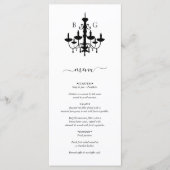 白黒エレガントシャンデリアモノグラム結婚ズ メニュー (正面)