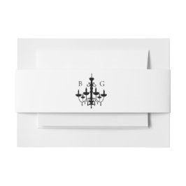 白黒エレガントシャンデリアモノグラム結婚ズ 招待状ベリーバンド