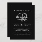 白黒エレガントシルバーモノグラムファミリー懇親会 招待状 (正面/裏面)