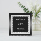 白黒エレガントシルバー30歳の誕生日パーティー 招待状 (スタンド正面)