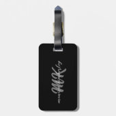 白黒エレガントシンプルモノグラムの ラゲッジタグ (裏面縦)