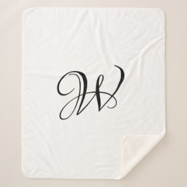 白黒エレガントスクリプカスタムトmonogram シェルパブランケット
