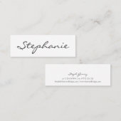 白黒エレガントスクリプトフォントプロファイルカード スキニー名刺 (正面/裏面)