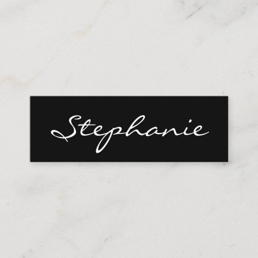 白黒エレガントスクリプトフォントプロファイルカード スキニー名刺 (正面)