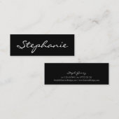 白黒エレガントスクリプトフォントプロファイルカード スキニー名刺 (正面/裏面)