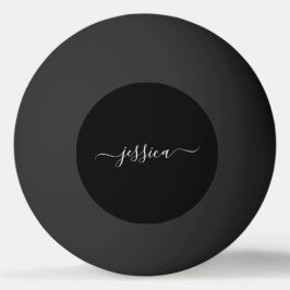 白黒エレガントスクリプト名 卓球ボール