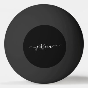 白黒エレガントスクリプト名 卓球ボール