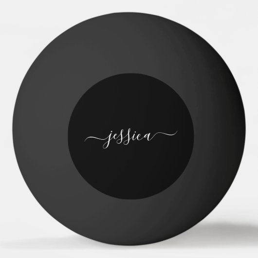 白黒エレガントスクリプト名 卓球ボール (正面)